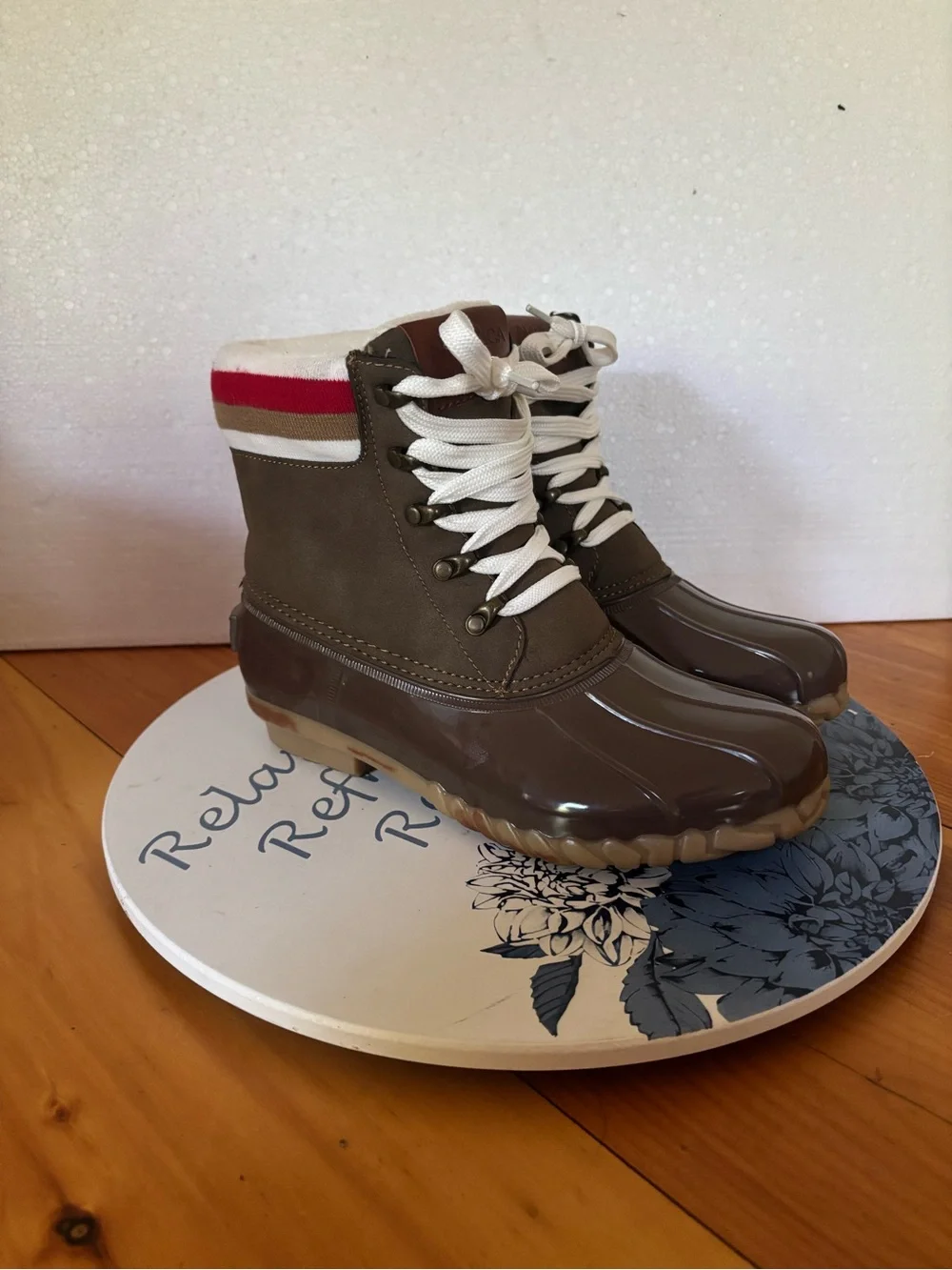Nautica Melody Brown Fleece Lined Duck Boots | Women’s 7